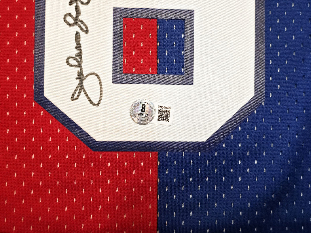 76ers Julius Dr J Erving Auto Red Blue Mitchell Ness 82-83 Swingman Jersey L BAS