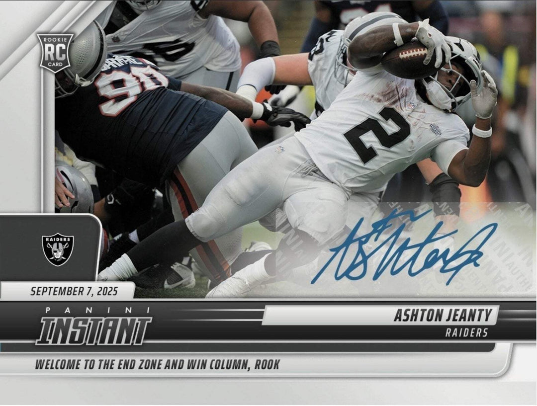 2025 Panini Instant NFL Ashton Jeanty #55 Auto /99 Las Vegas Raiders Rookie Card