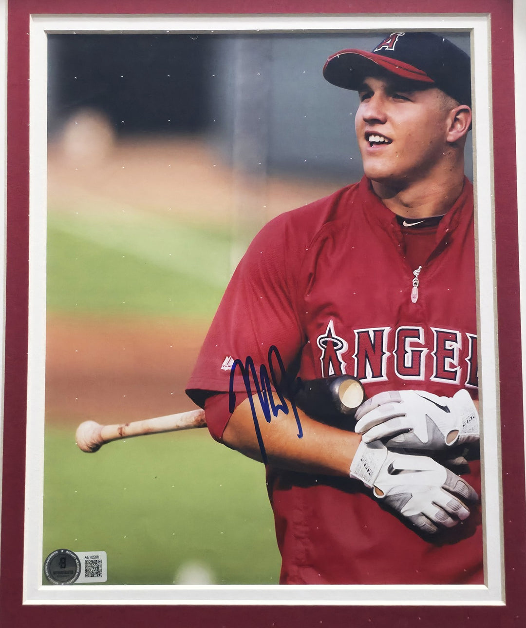 Mike Trout Signed Framed 8x10 Photo California Angels Beckett #AE16568