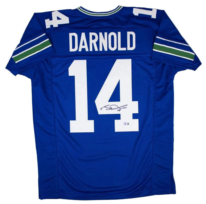 Autographed/Signed Sam Darnold Seattle Retro Football Jersey Beckett BAS COA