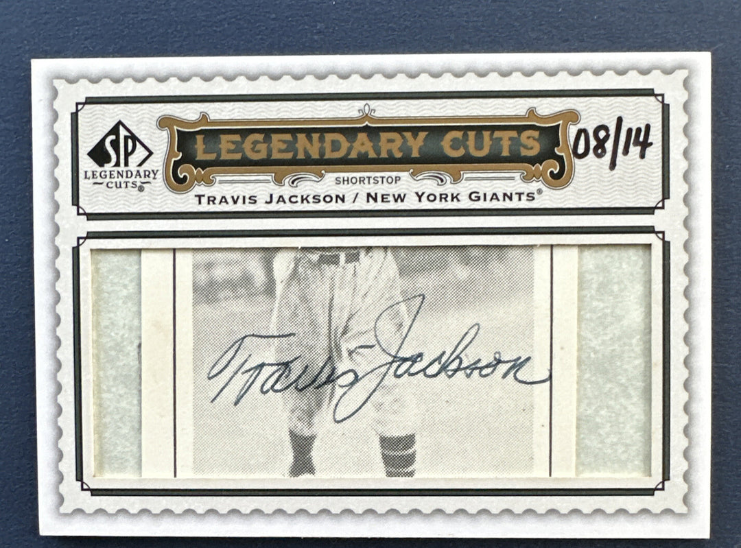 2009 SP Legendary Cuts Travis Jackson Signed Cut auto card #8/14 Mint Hof