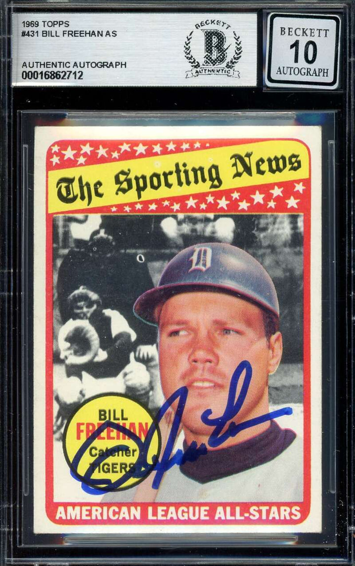 Bill Freehan Gem Mint 10 Beckett BAS Signed 1969 Topps Autograph