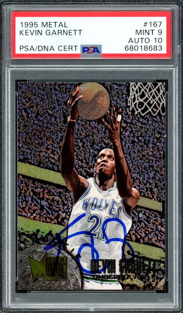 Kevin Garnett Auto 1995 Fleer Metal RC 167 Timberwolves PSA 9 Auto GM 10 PSA/DNA