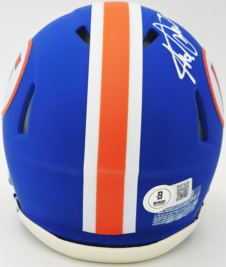 Steve Spurrier Auto Florida Gators Blue Throwback Speed Mini Helmet Beckett Wit