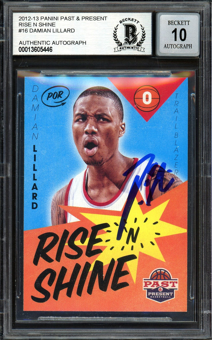 Damian Lillard Auto 2012-13 Panini Past Present Rise Shine RC 16 Sig 10 Beckett