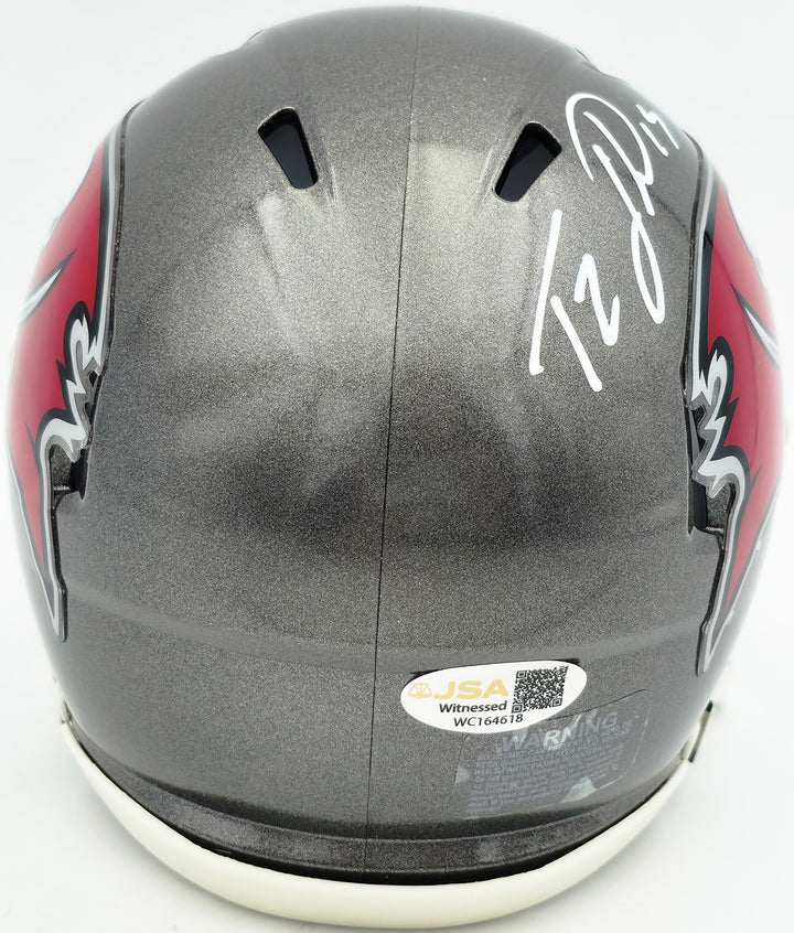 Tez Johnson Signed Tampa Bay Buccaneers Silver Speed Mini Helmet JSA Witness