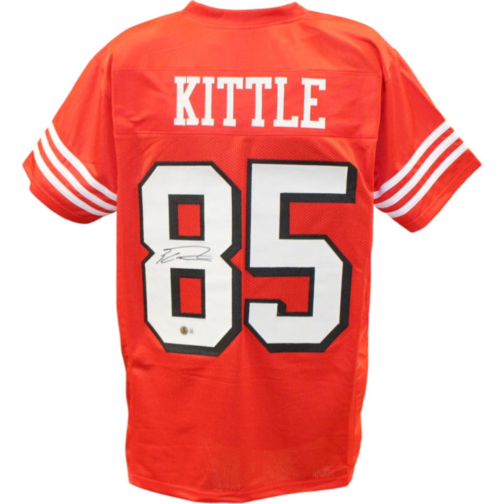 George Kittle Autographed Pro Style Size XL Red Jersey Beckett Witness 55460