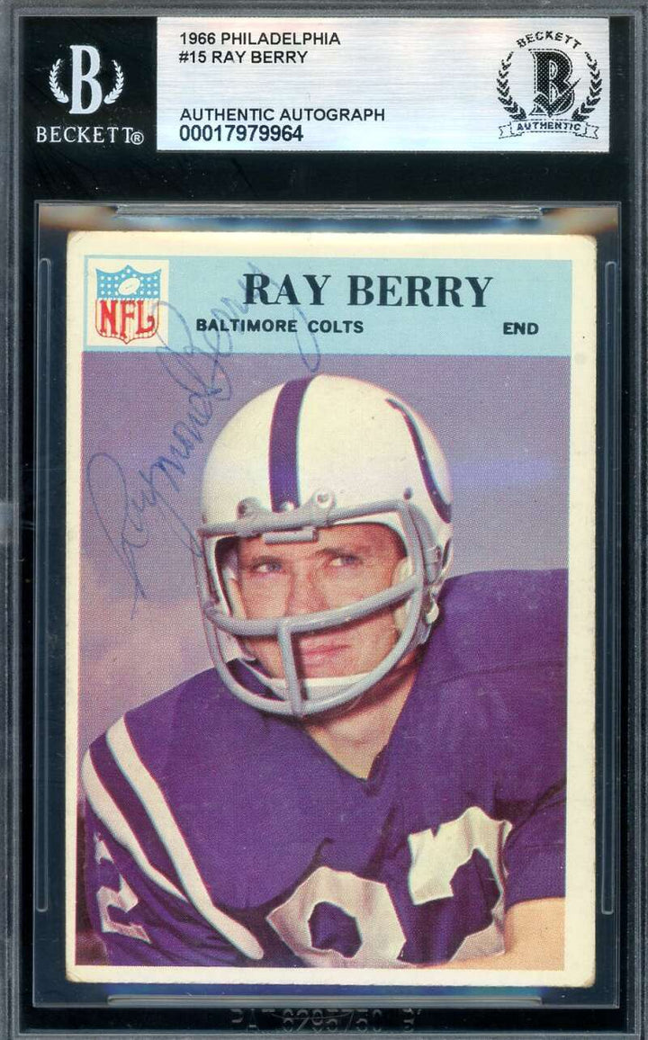 Raymond Berry Beckett BAS Vintage Signed 1966 Philadelphia Gum Autograph