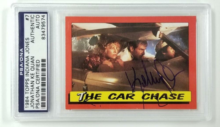 Jonathan Ke Quan signed 1984 Topps Indiana Jones #7 The Car Chase card ~ PSA/DNA