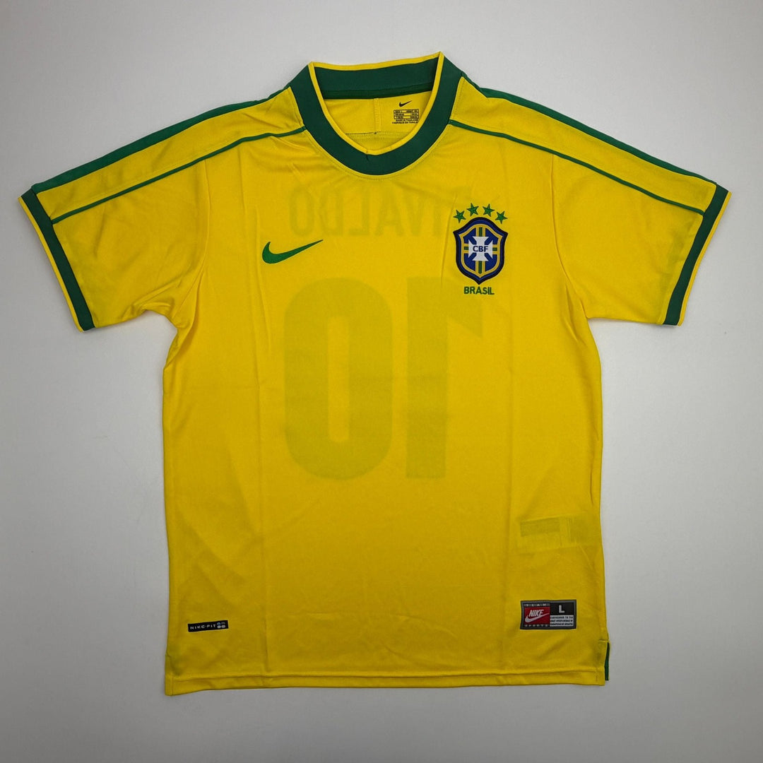 Autographed/Signed Rivaldo Brazil Yellow Soccer Jersey Beckett BAS COA