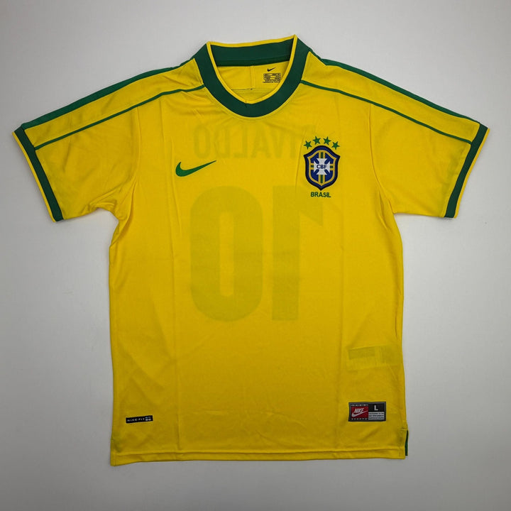 Autographed/Signed Rivaldo Brazil Yellow Soccer Jersey Beckett BAS COA