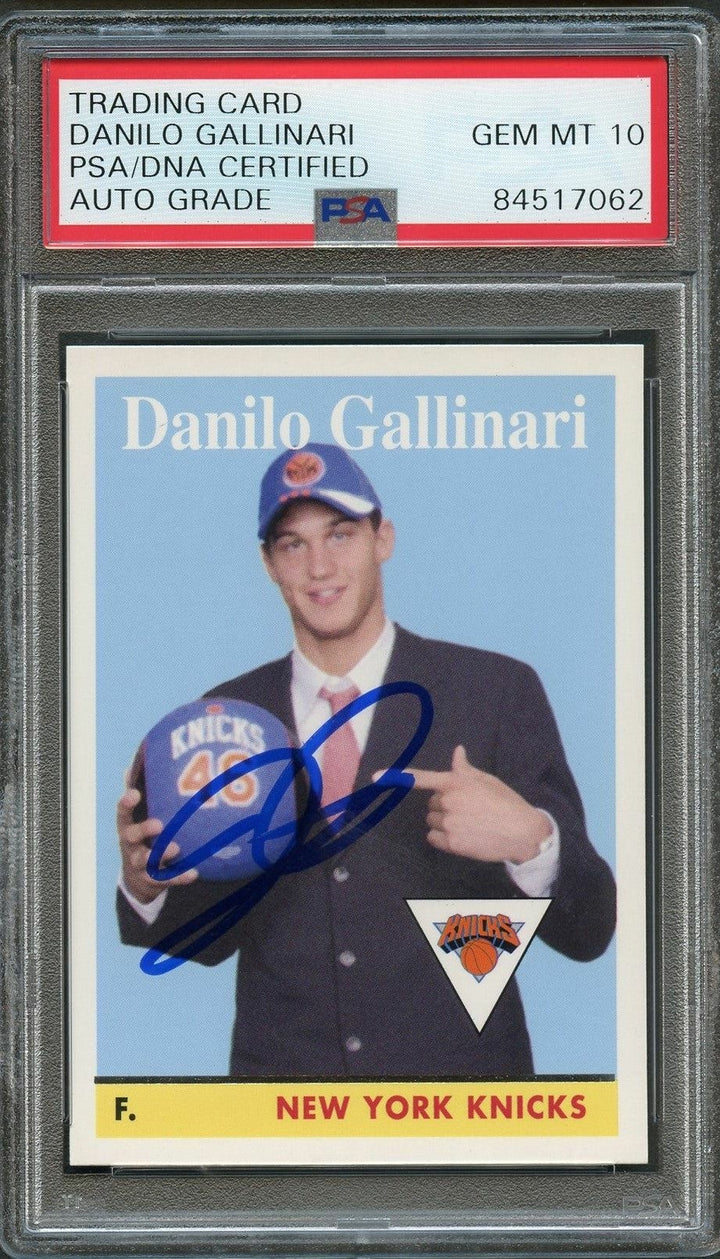 2008 Topps Basketball #201 Danilo Gallinari Signed Card AUTO 10 PSA Slabbed RC K