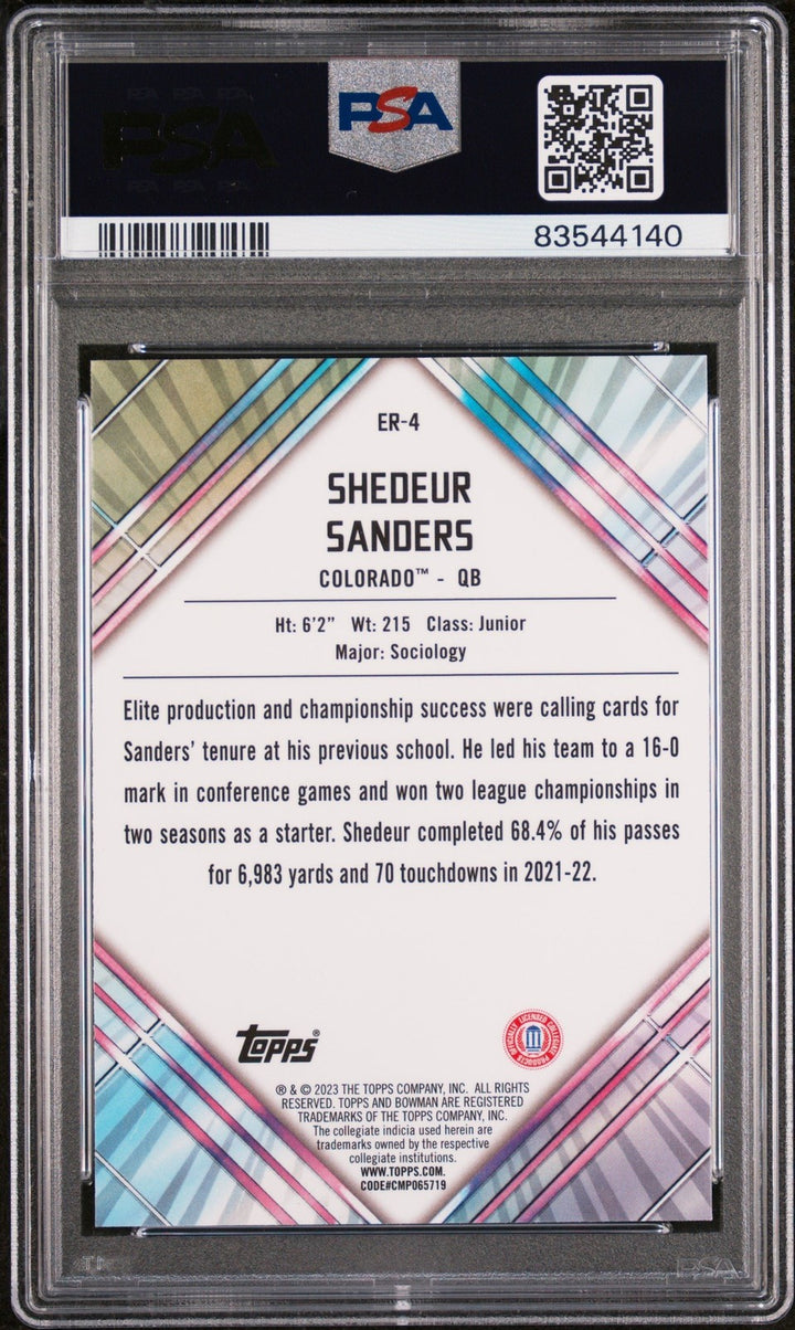 Graded 2023 BWM U Shedeur Sanders #ER4 U/D Early Risers RC Card PSA 10