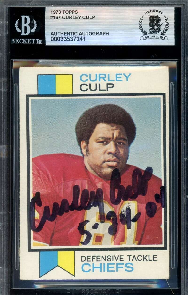 Curley Culp Beckett BAS Signed 1973 Topps Rookie Autograph Chiefs