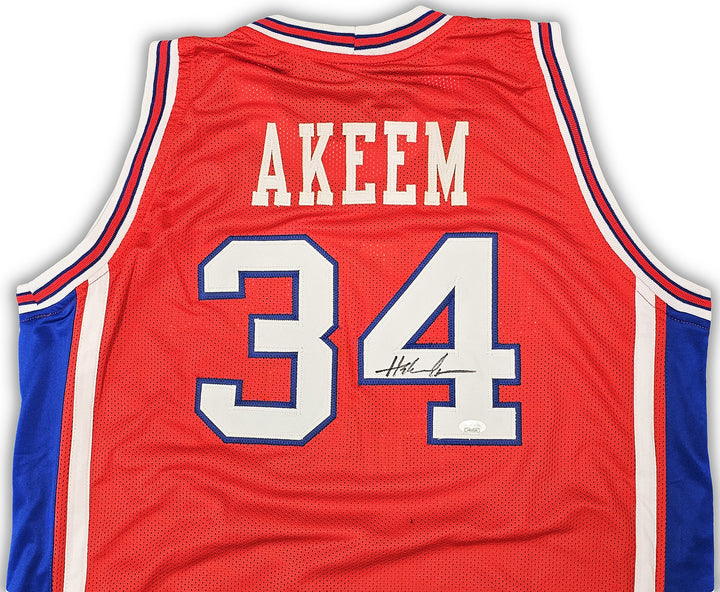 Houston Cougars Hakeem Olajuwon Autographed Signed Red Jersey JSA