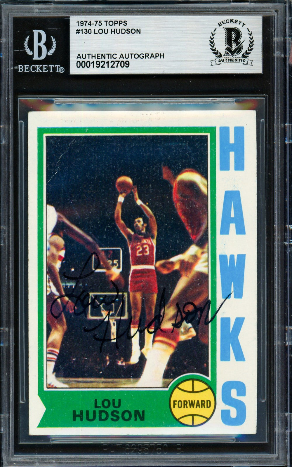 Lou Hudson Signed 1974-75 Topps Card 130 Atlanta Hawks Beckett