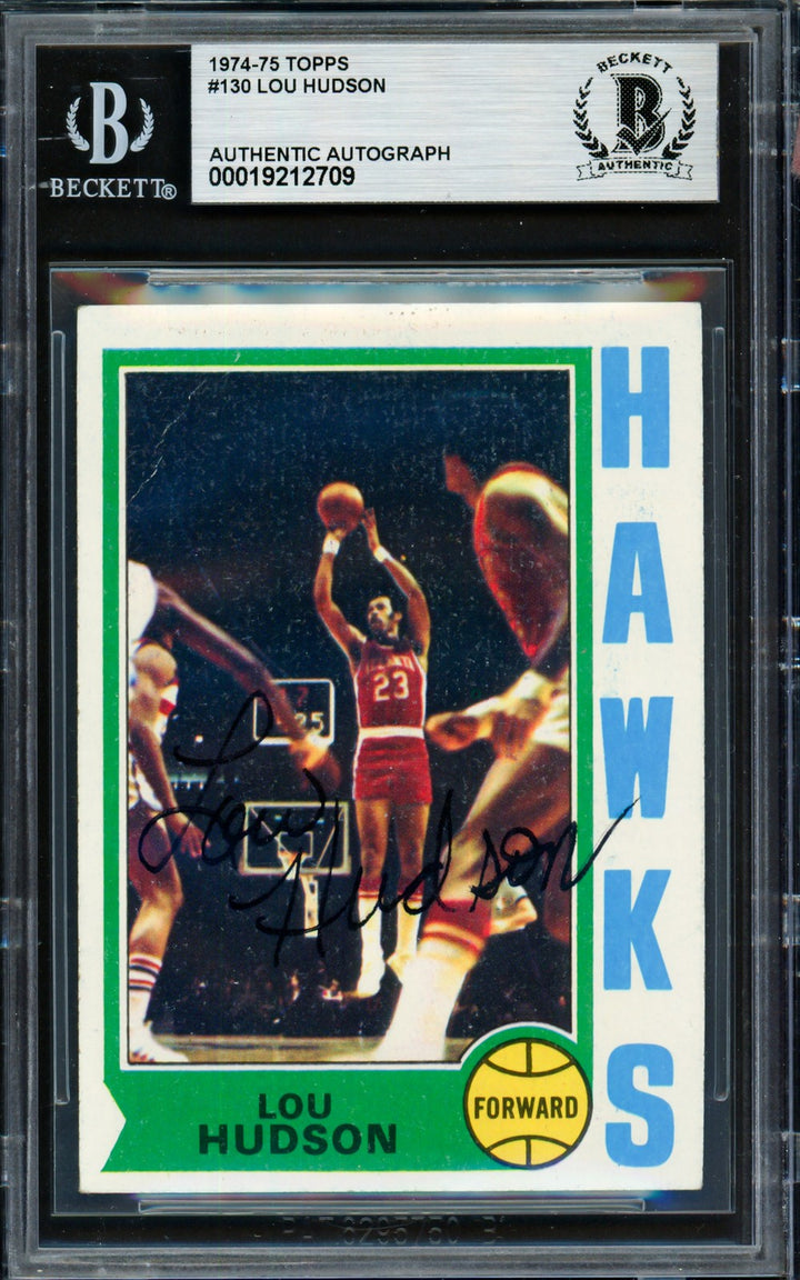 Lou Hudson Signed 1974-75 Topps Card 130 Atlanta Hawks Beckett