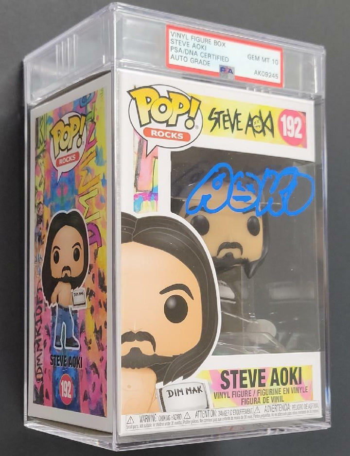 Steve Aoki autograph signed Funko POP DJ Dim Mak Blue Graded Gem Mint PSA 10