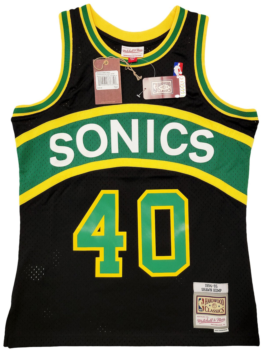 Sonics Shawn Kemp Auto Black AUTH Mitchell Ness HWCs Swingman Jersey M Reign Man