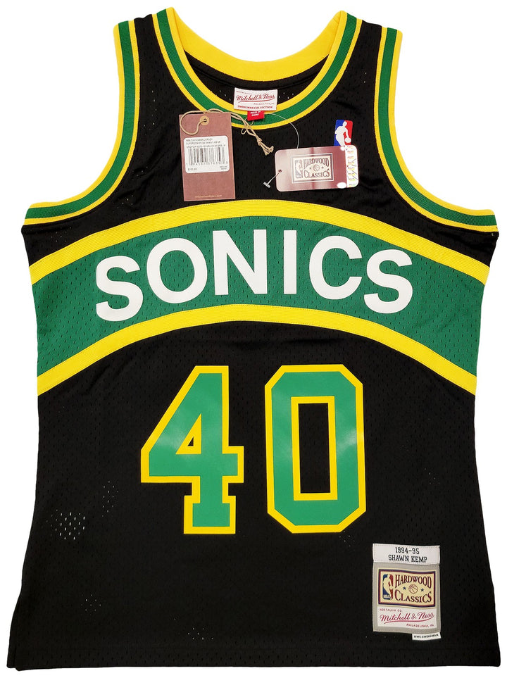Sonics Shawn Kemp Auto Black AUTH Mitchell Ness HWCs Swingman Jersey M Reign Man