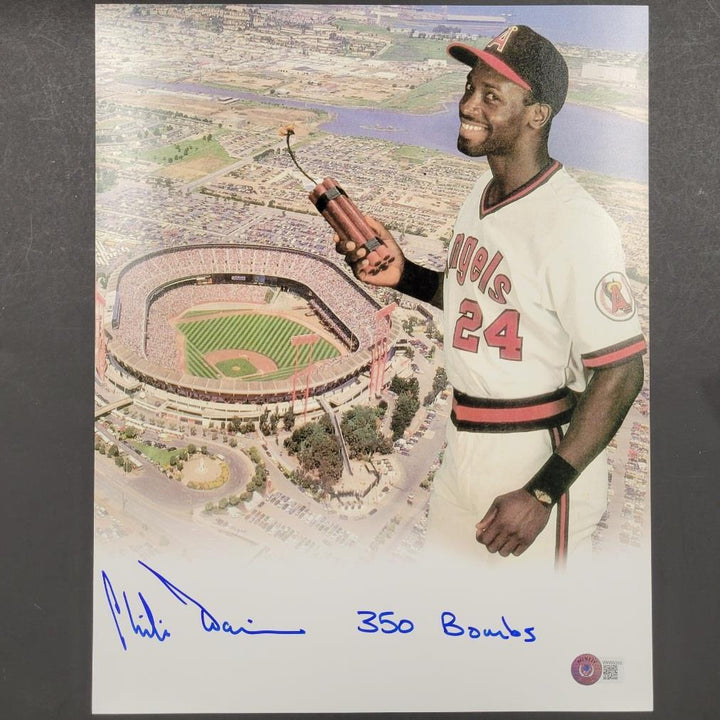 Chili Davis signed "350 Bombs" 11x14 photo Angels autograph ~ BAS Beckett Holo