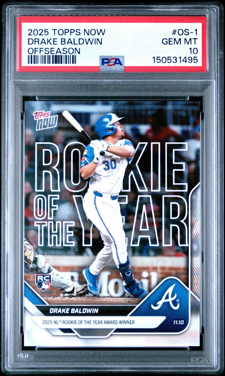 Graded 2025 Topps Now Drake Baldwin #OS-1 Offseason Rookie Card PSA 10
