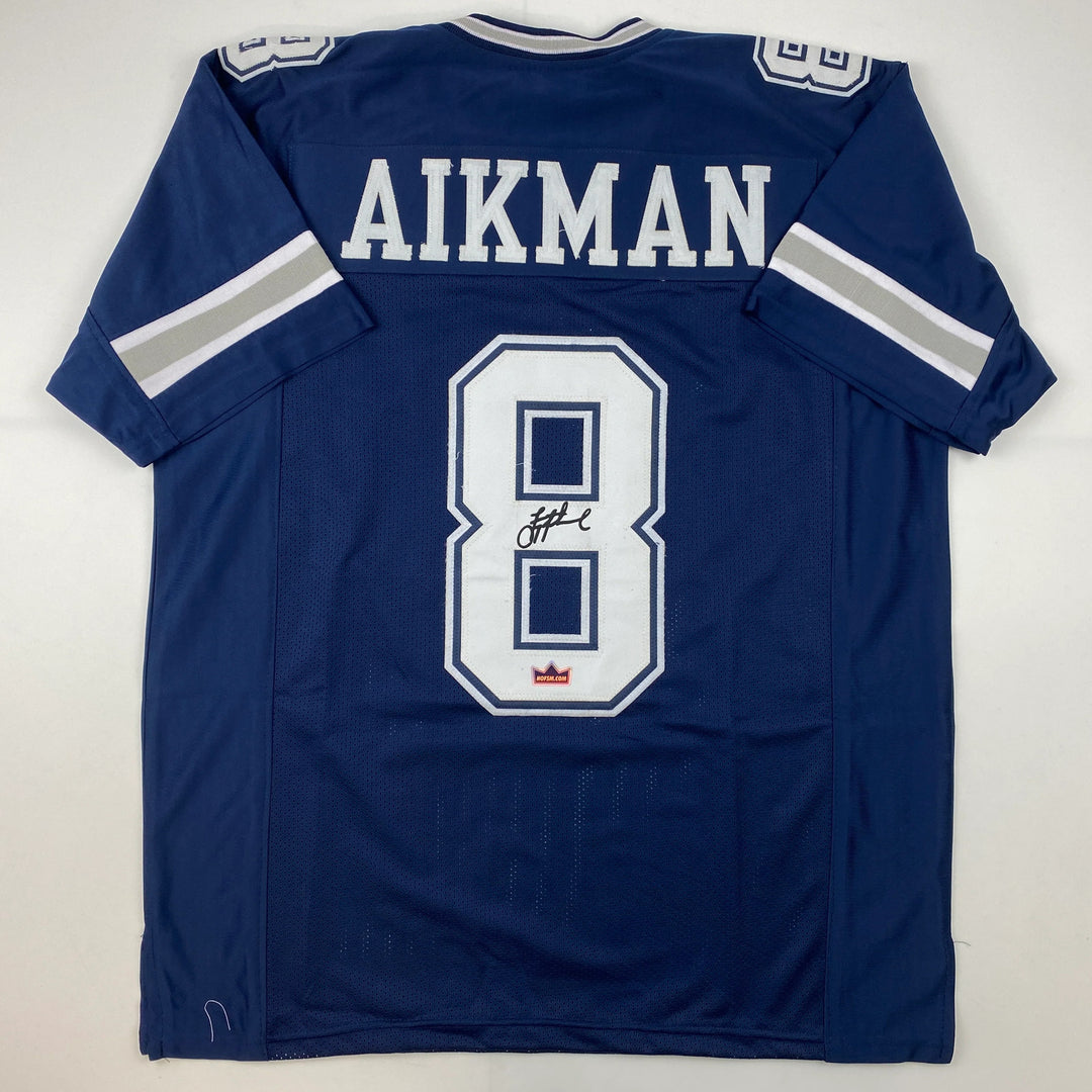 Facsimile Autographed Troy Aikman Dallas Blue Reprint Laser Jersey Size Men's XL