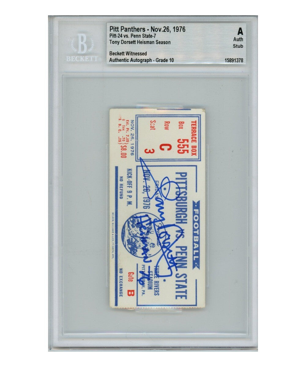 Tony Dorsett Autographed/Signed 11/26/1976 Ticket Heisman Beckett 39418