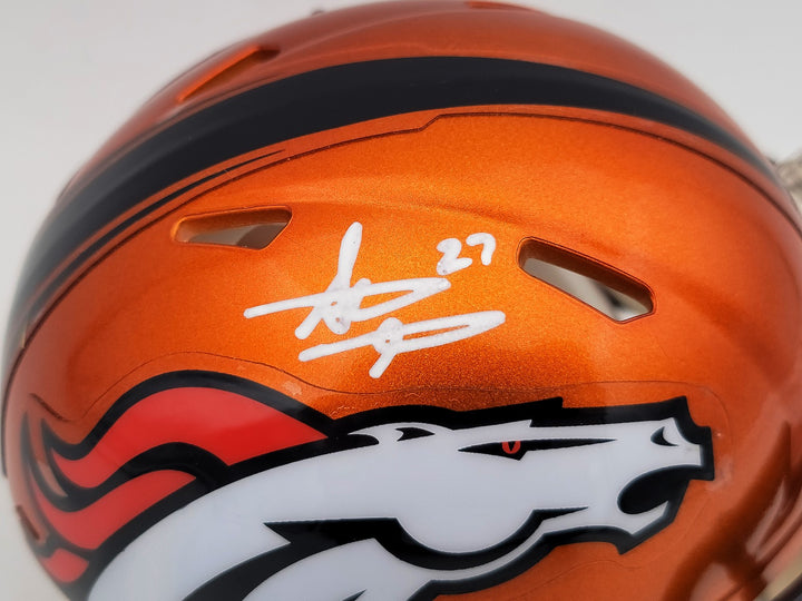 Steve Atwater Auto Signed Denver Broncos Flash Orange Speed Mini Helmet Beckett