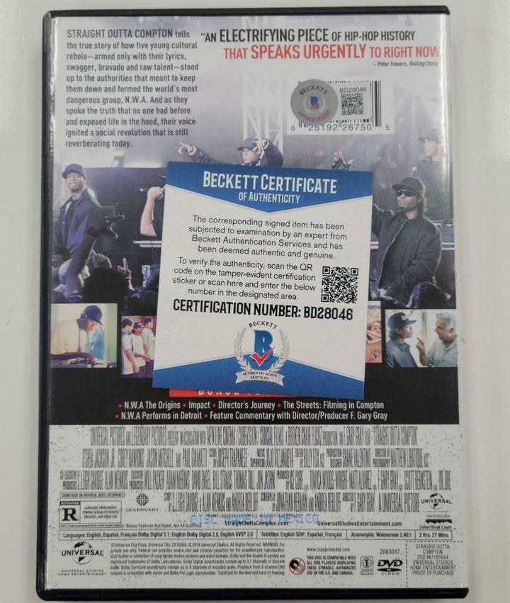 Ice Cube signed Straight Outta Compton DVD Cover ~ Beckett BAS COA