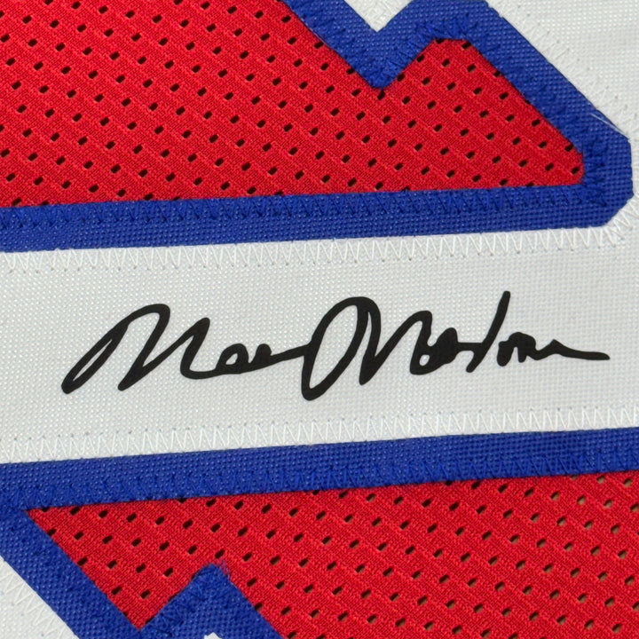 Framed Facsimile Autographed Moses Malone 33x42 Red Reprint Laser Auto Jersey
