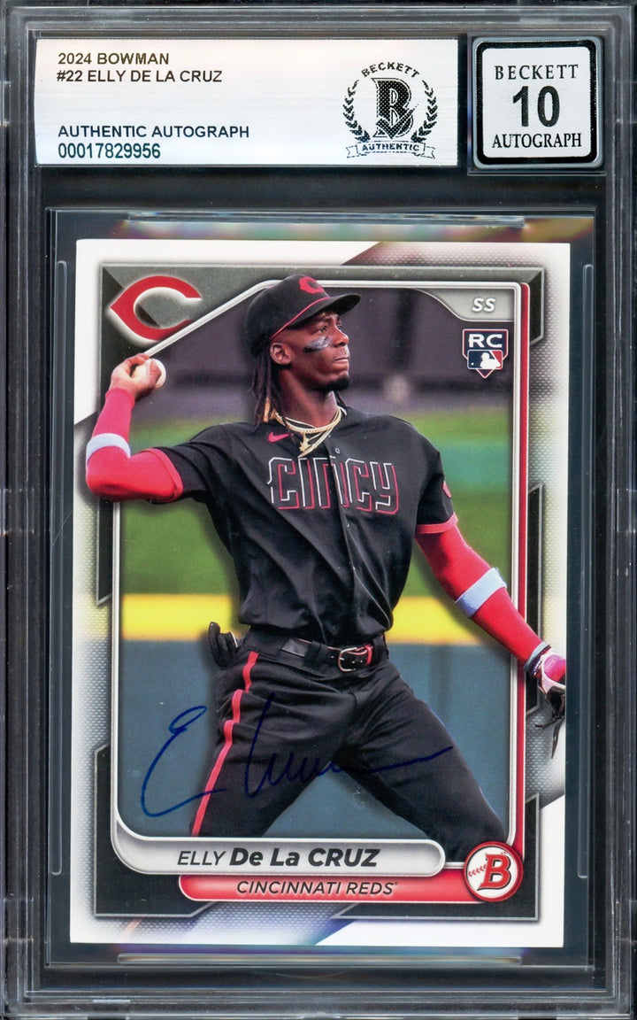 Elly De La Cruz Signed 2024 Bowman RC 22 Cincinnati Reds Auto GM 10 Beckett