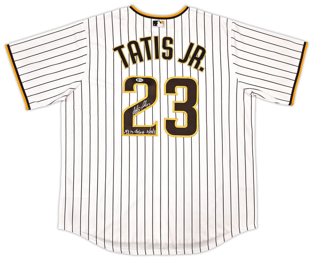 Padres Fernando Tatis Jr. Auto White Pinstripes Nike Jersey XL MLB Debut Beckett