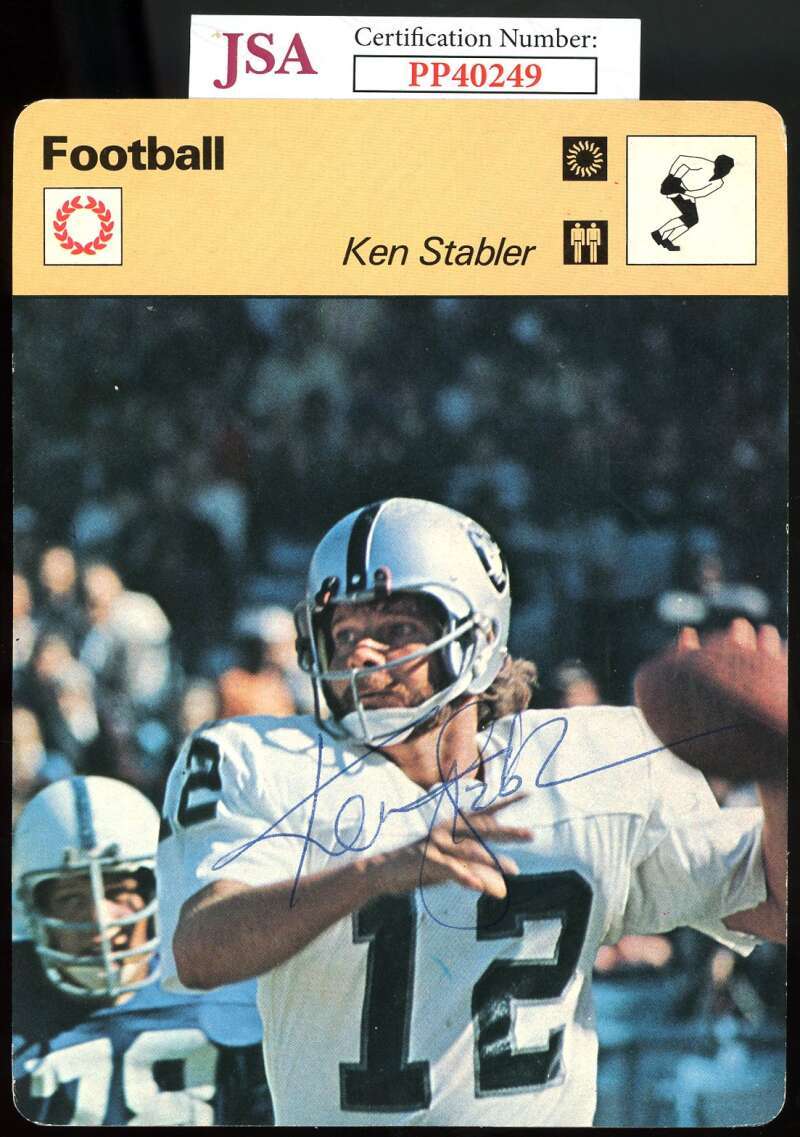Ken Stabler JSA Coa Signed 1978 Sportscaster Rare Autograph