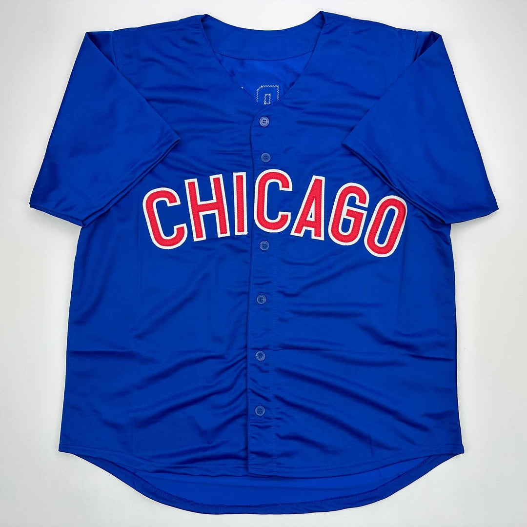 Autographed/Signed Nico Hoerner Chicago Blue Jersey Beckett BAS COA