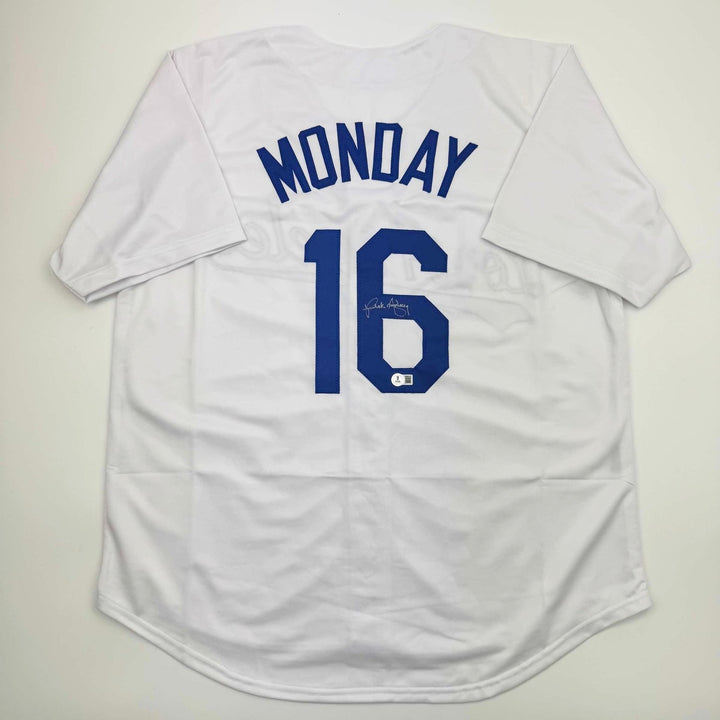Autographed/Signed Rick Monday Los Angeles LA White Jersey Beckett COA