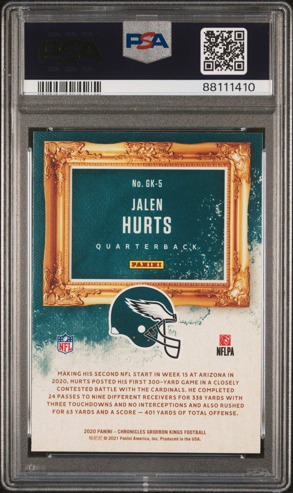 Graded 2020 Chronicles Jalen Hurts #GK5 Gridiron Kings RC Football Card PSA 10