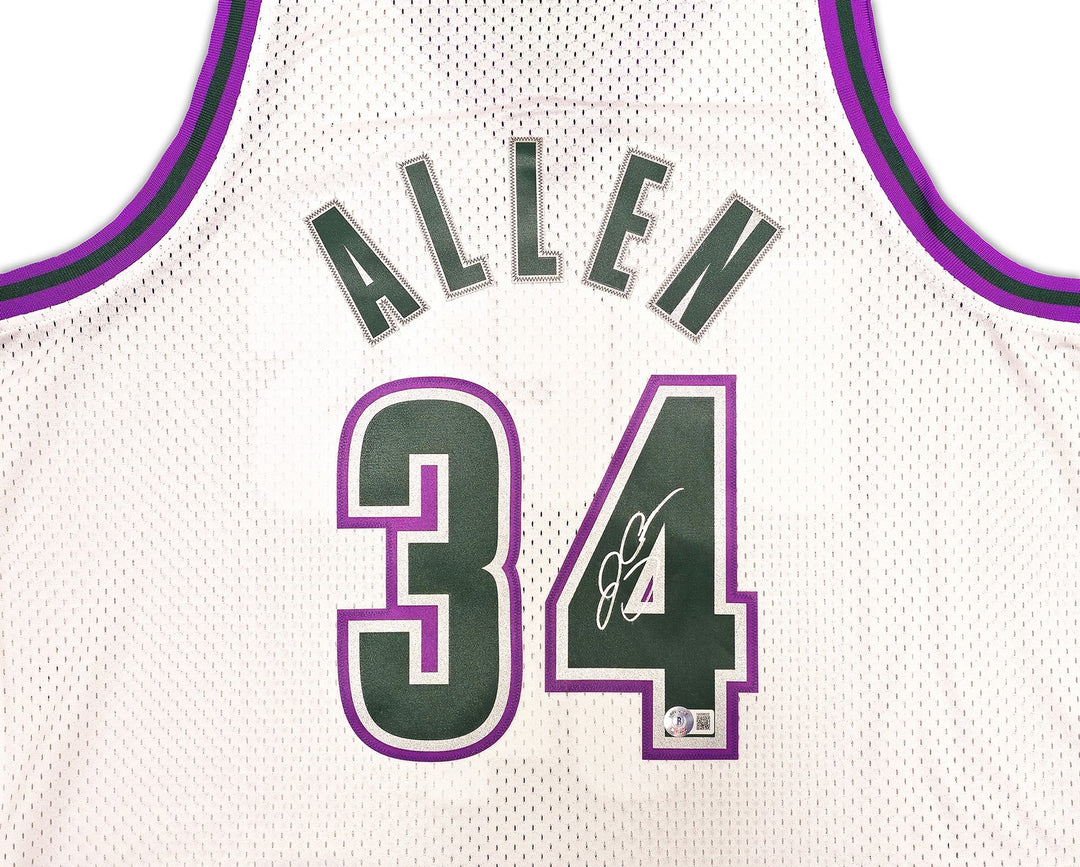 Bucks Ray Allen Auto White Auth Mitchell Ness 96-97 Swingman Jersey XL BAS