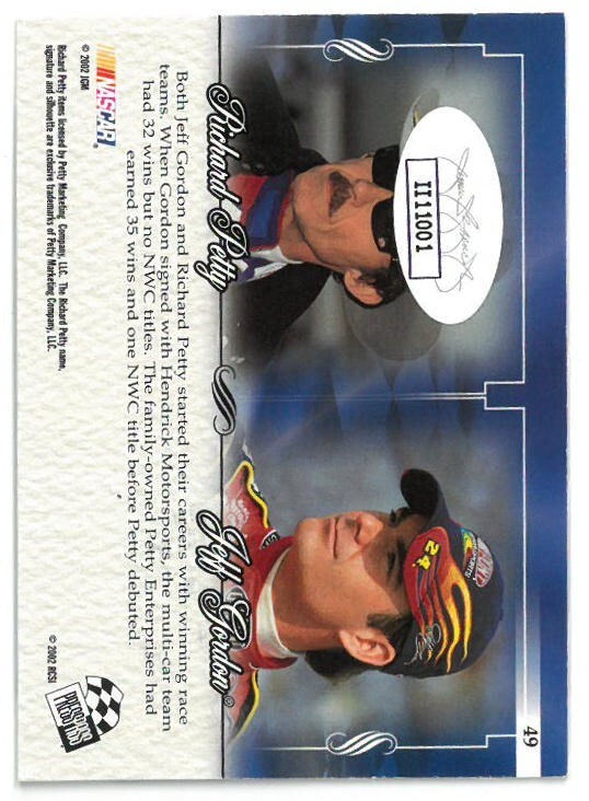 Richard Petty signed NASCAR 2002 Press Pass VIP Racing On Card Auto #49- JSA