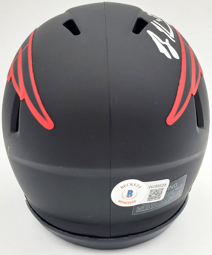 Rodney Harrison Signed Patriots Eclipse Black Speed Mini Helmet Beckett