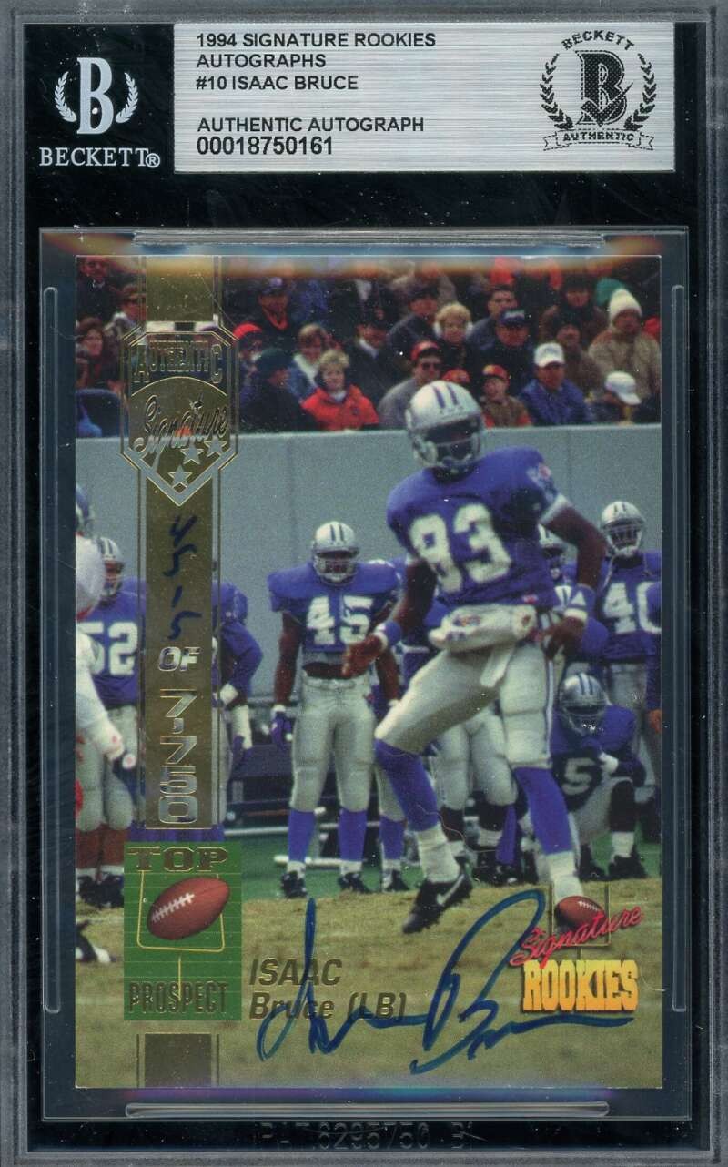Isaac Bruce Beckett BAS Signed 1994 Superior Rookies Autograph