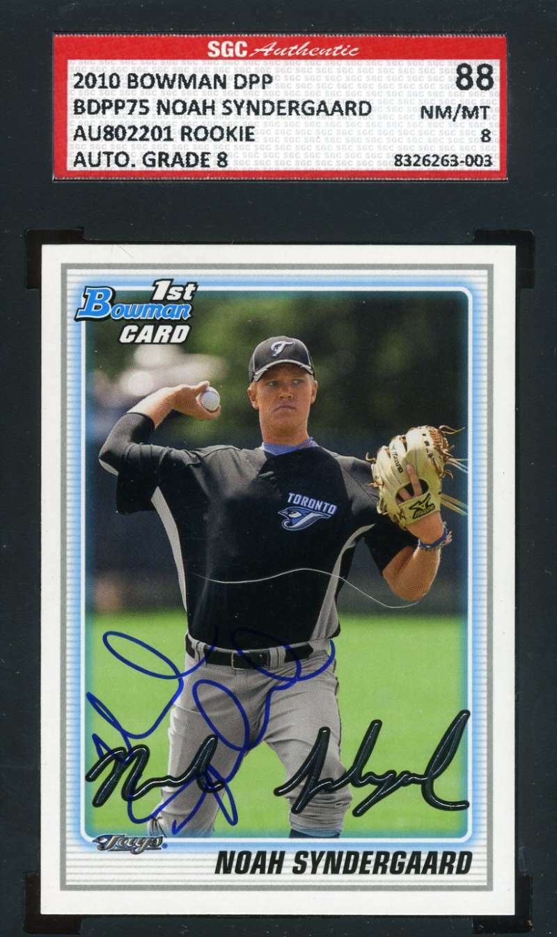 Noah Syndergaard SGC Coa Autograph 2010 Bowman Rookie Hand Signed