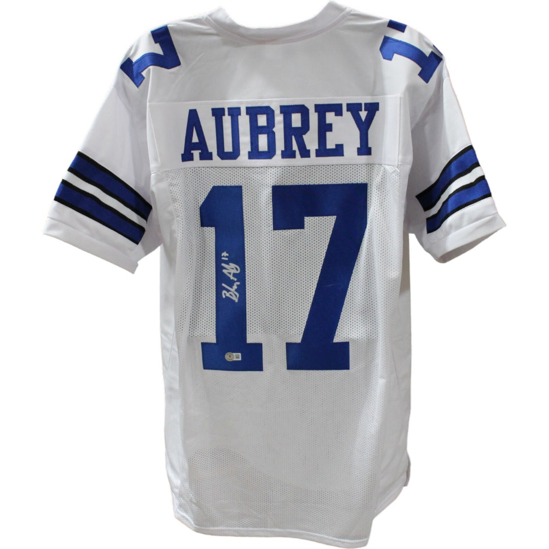 Brandon Aubrey Autographed/Signed Pro Style Size XL White Jersey Beckett 44653