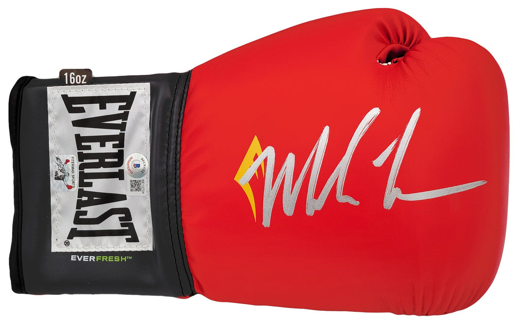 Mike Tyson Signed Red Everlast Everfresh Boxing Glove (Right Handed RH, Silver)