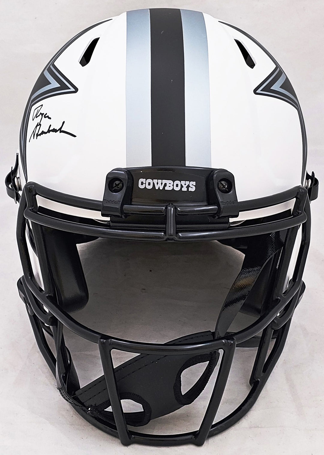 Roger Staubach Auto Cowboys Lunar Eclipse White Full Size Auth Speed Helmet BAS