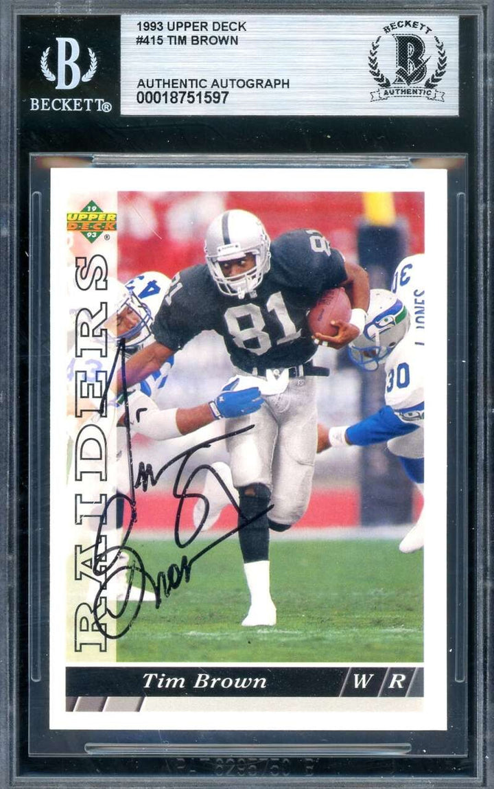 Tim Brown Beckett BAS Signed 1993 Upper Deck Autograph Raiders