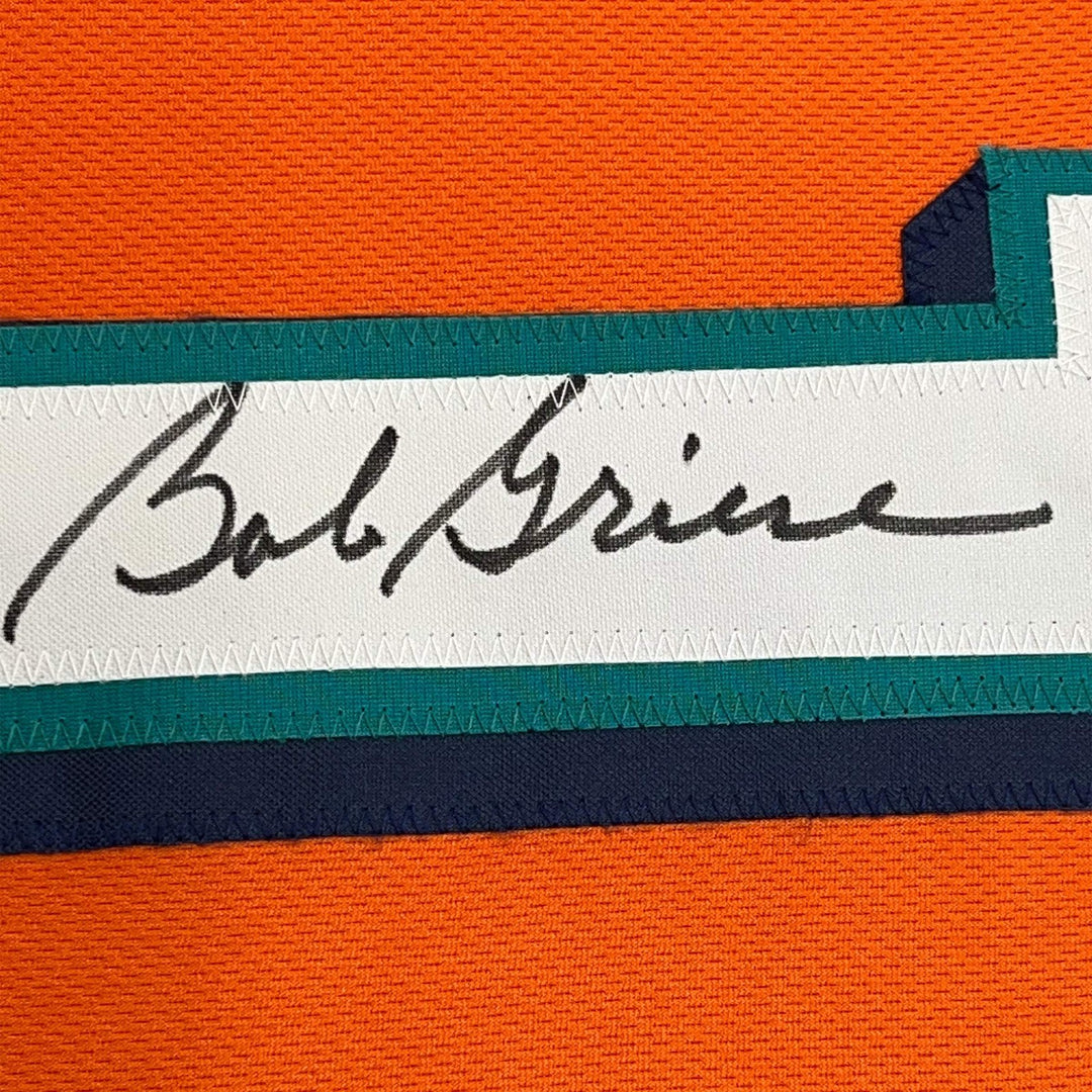 FRAMED Autographed/Signed BOB GRIESE 33x42 Miami Orange Football Jersey JSA COA