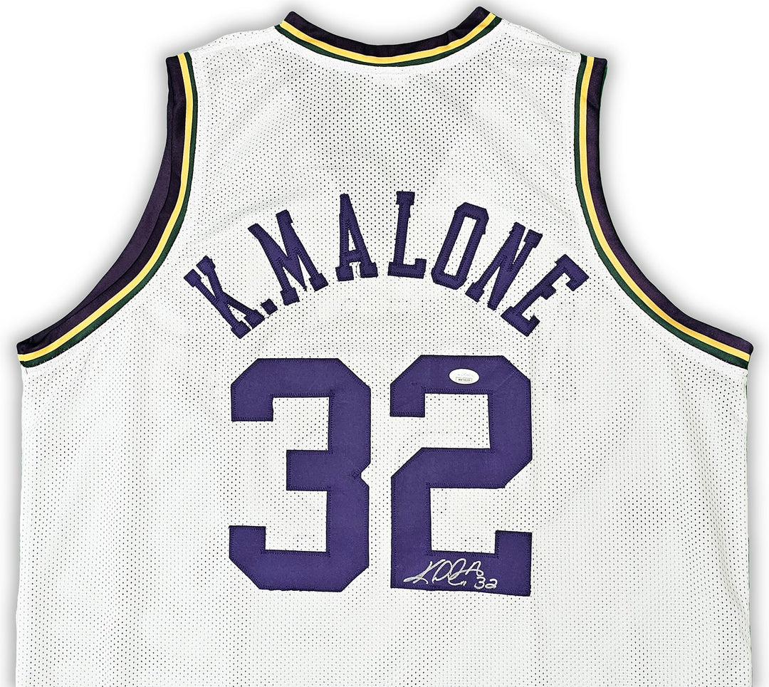 Utah Jazz Karl Malone Autographed Signed White Jersey JSA