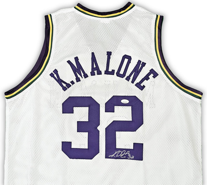 Utah Jazz Karl Malone Autographed Signed White Jersey JSA