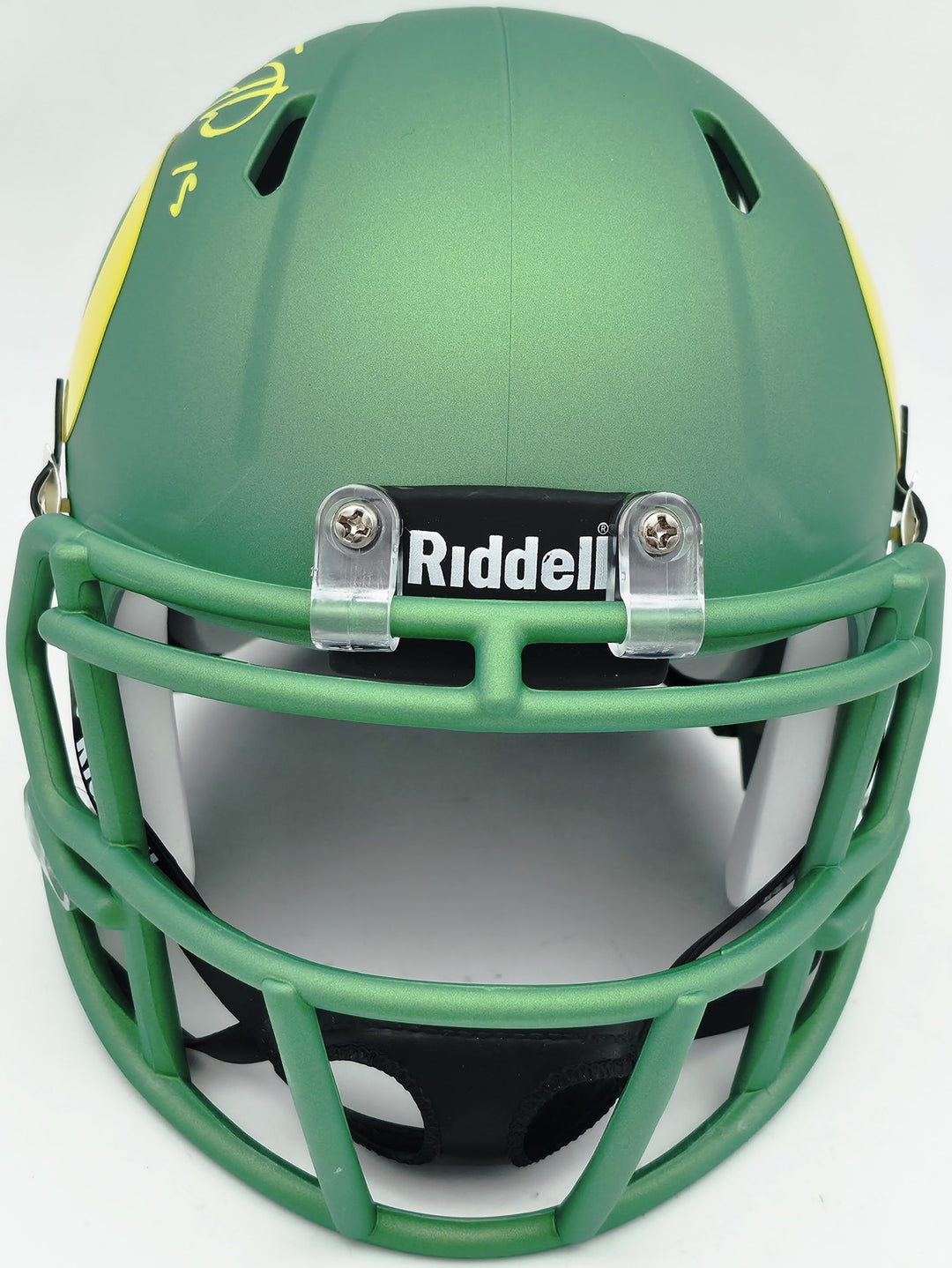 Tez Johnson Signed Oregon Ducks Apple Green Speed Mini Helmet JSA Wit
